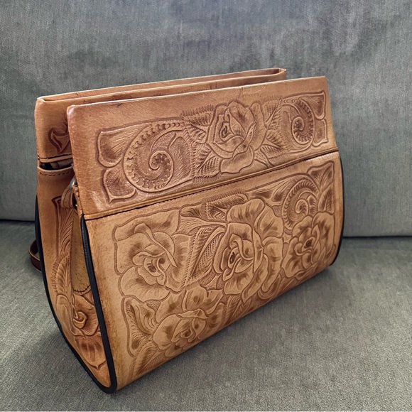Handbags - Mexican floral genuine leather square satchel purse